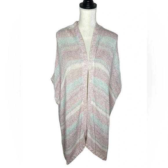Lane Bryant Boho Duster Cardigan Pastel Stripes Drape Cozy Open Front Sweater - Picture 4 of 12